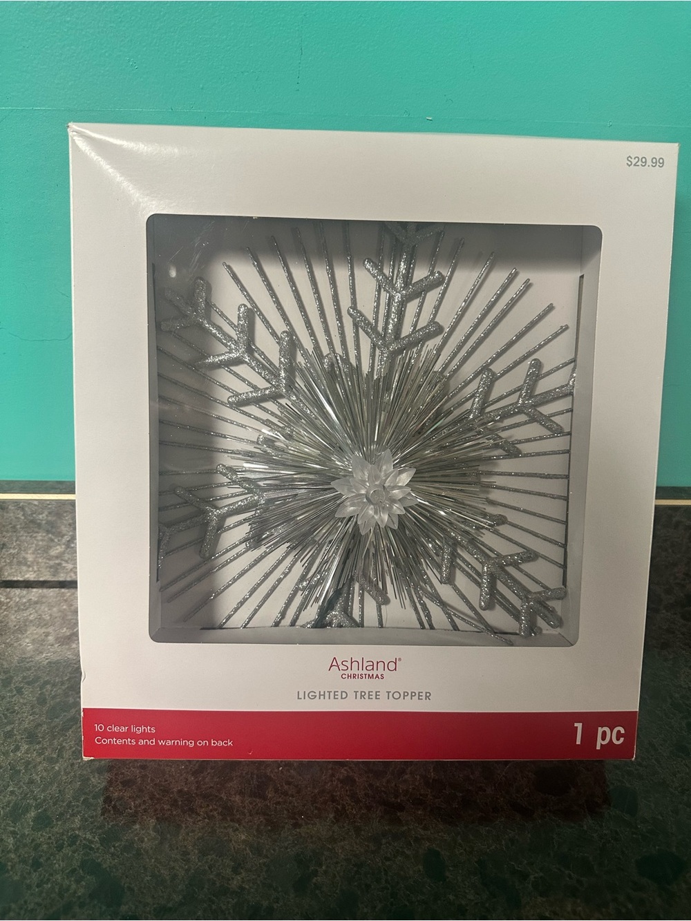 Ashland Silver Sparkle Starburst Lighted Tree Topper